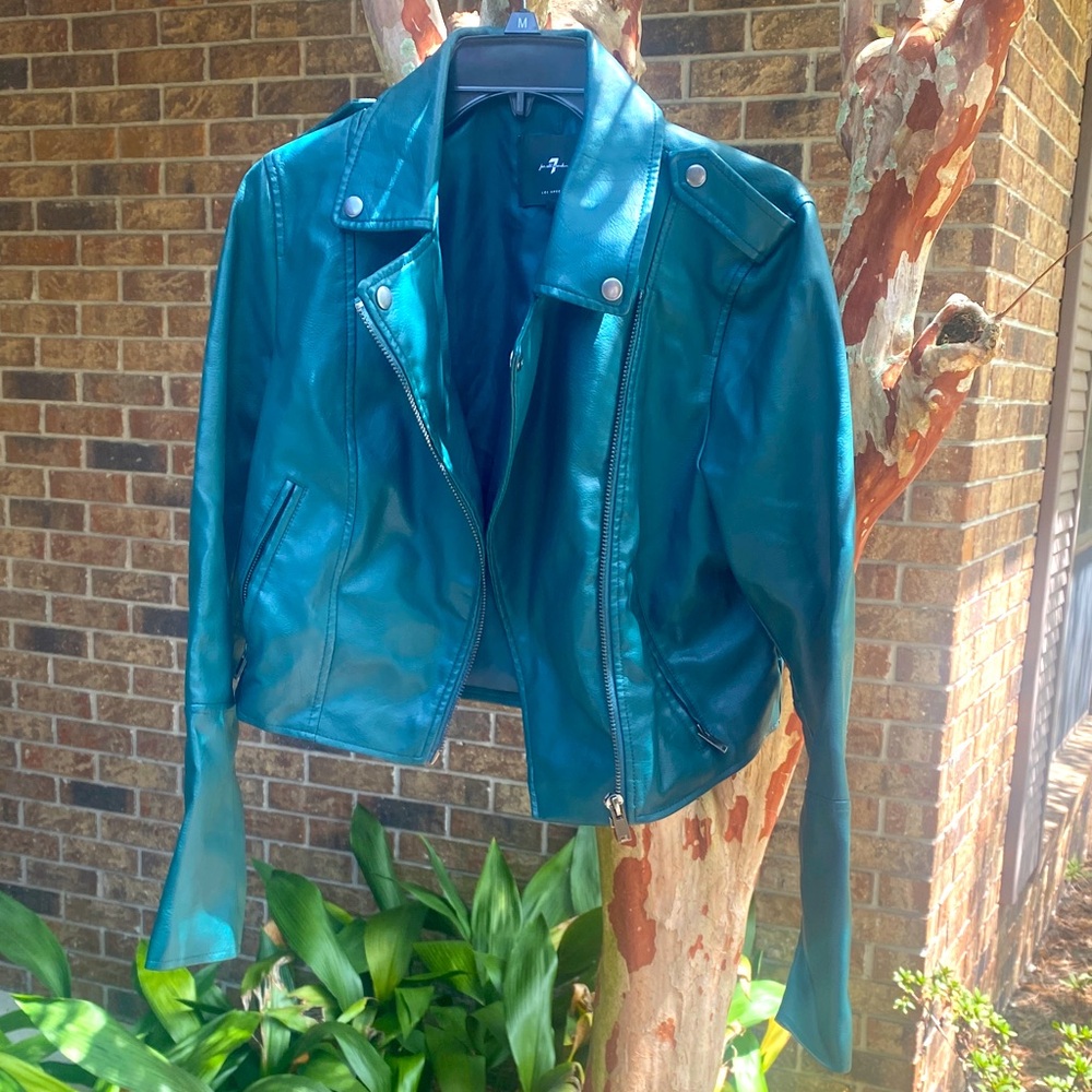 Teal green Faux Leather Moto Jacket - Women💃❤️🔥❤️🔥❤️🔥